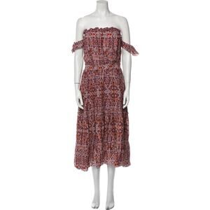 Misa Los Angeles Red Floral Print Long Dress Size M